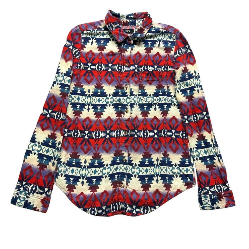 BDG Flannel Button Down Shirt Womens Small Western Tribal Aztec Rodeo